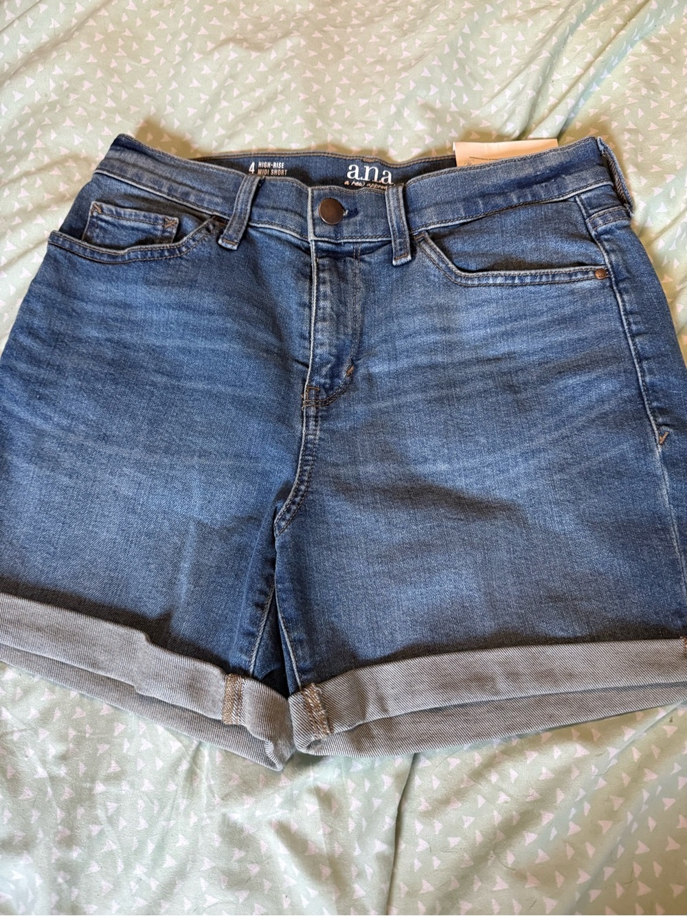 a.n.a Medium Wash Roll-Cuff Denim Shorts